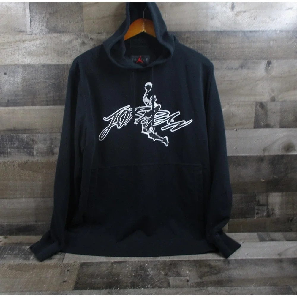 Jordan Hoodie Mens Large Black Jumpman Pullover Basketball Graphic DJ0634-010